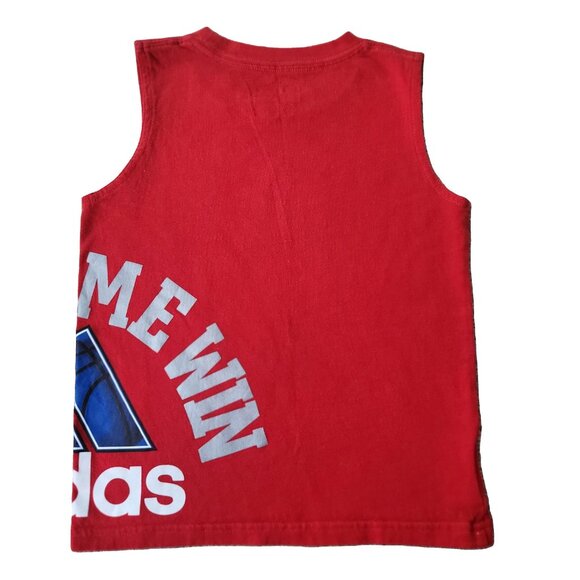 Adidas Boys Red Sleeveless T-Shirt  “Watch Me Win” Size 5 - Picture 2 of 5